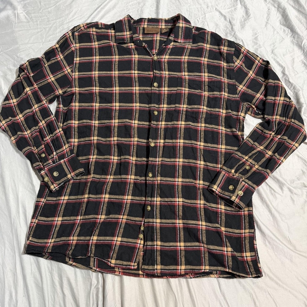 Marino Bay Button Up Shirt Mens XLT Black Plaid Flannel Long Sleeve Casual